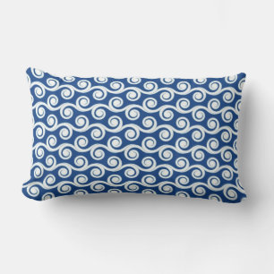 Coussin Rectangle Vagues bleu et blanc marine