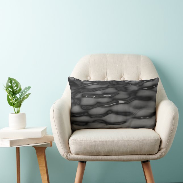 Coussin Rectangle Vagues d'eau noire (Chaise)
