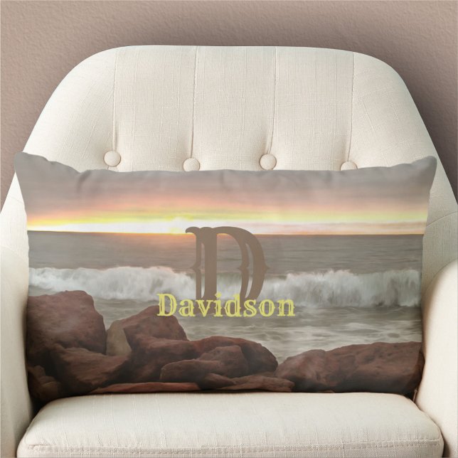 Coussin Rectangle Vagues et boulders 0893 (Créateur téléchargé)