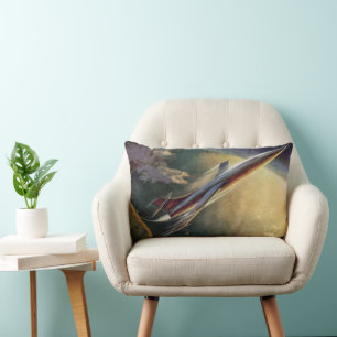 Coussin Rectangle Vaisseau Spatial de Science-Fiction Vintage Avion