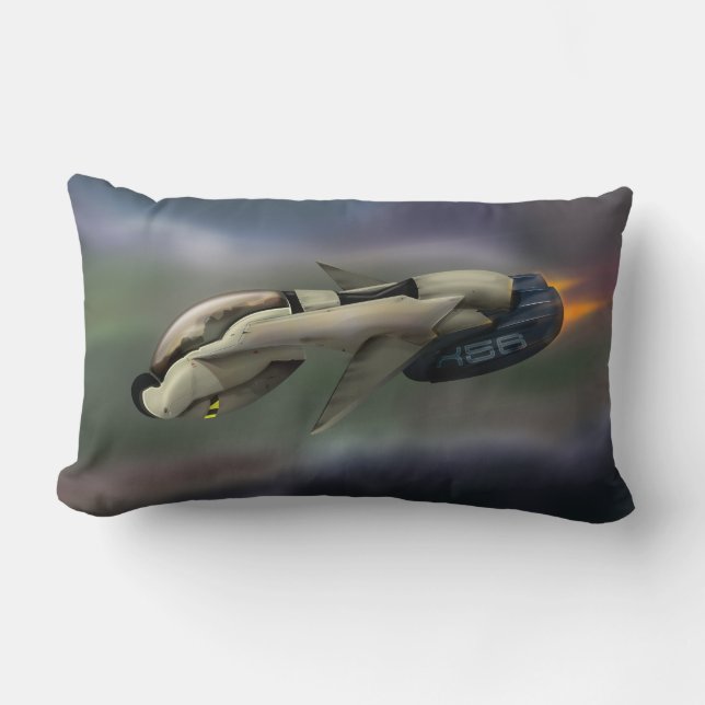 Coussin Rectangle Vaisseau spatial volant à travers une planète (Recto)