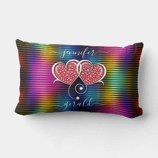 Coussin Rectangle Valentine Élégant Coeurs Interverrouillés Design (Verso)