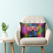 Coussin Rectangle Valentine Élégant Coeurs Interverrouillés Design (Chaise)