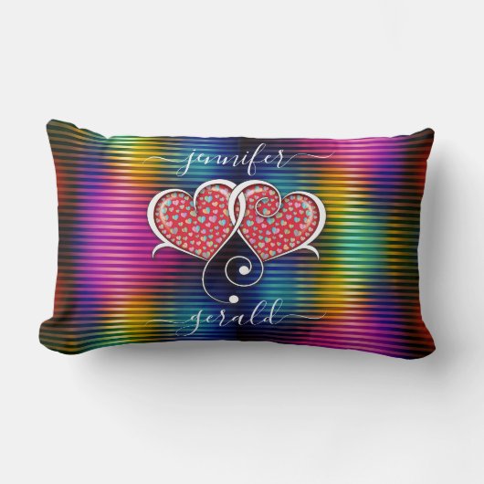 Coussin Rectangle Valentine Élégant Coeurs Interverrouillés Design (Recto)