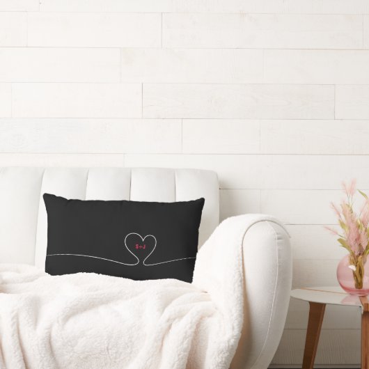 Coussin Rectangle Valentines Coeur Monogramme Date Deux Tons (Canapé)
