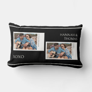 Coussin Rectangle Valentines Day Black Modern Photo Collage