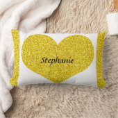 Coussin Rectangle Valentine's Day Heart monogram Gold Glitter 2022 (Couverture)
