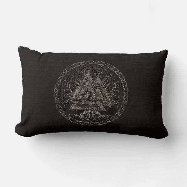 Coussin Rectangle Valknut et arbre de la vie Yggrdrasil (Recto)