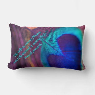 Coussin Rectangle Vantage Purple et Aqua bleu Coupe Peacock Feather