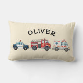 Coussin Rectangle Véhicules d'urgence à l'aquarelle mignons (Verso)