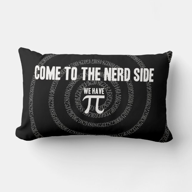 Coussin Rectangle Venez sur le côté Nerd pour Pi on Black (Recto)