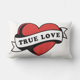 Coussin Rectangle Véritable amour Tatouage Coeur Design romantique