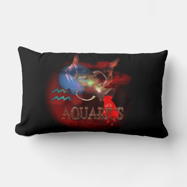 Coussin Rectangle Verseau né par zodiaque déplaisant de Valxart (Recto)