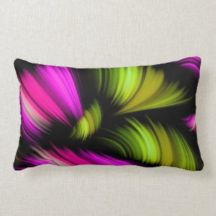 Coussin Rectangle Vert abstrait de rose de rubans de spectre