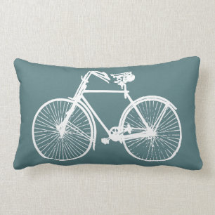 Coussin Rectangle vert bleu de vélo de carreau blanc de bicyclette