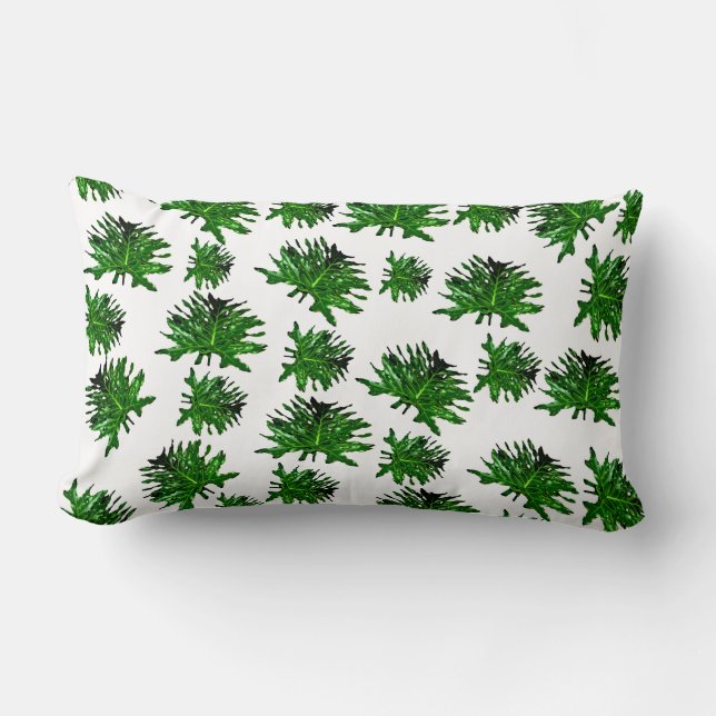 Coussin Rectangle Vert Dracaena Fern Feuilles, Lumbar Cushion (Recto)