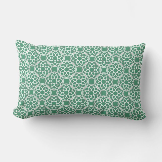 Coussin Rectangle Vert émeraude blanc motif géométrique sans couture (Recto)