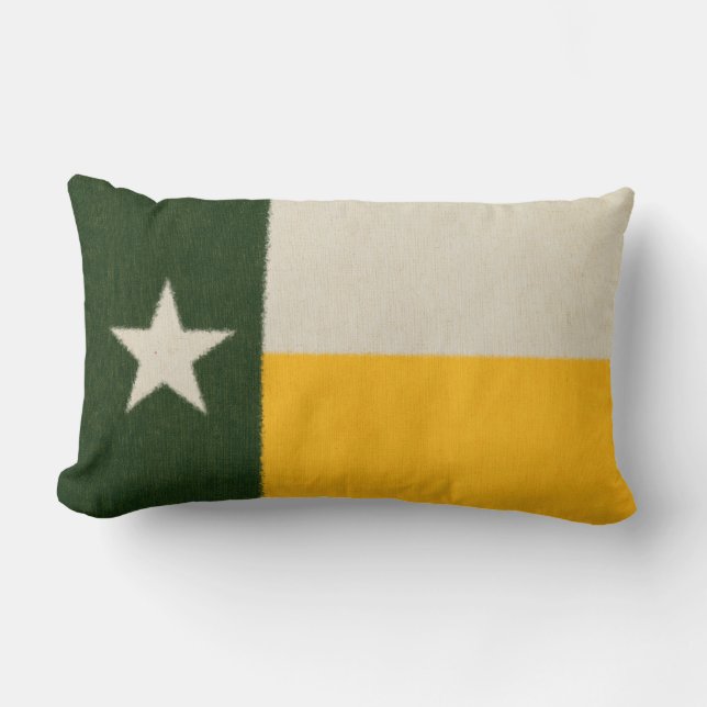 Coussin Rectangle Vert et tissu de drapeau du Texas d'or (Recto)