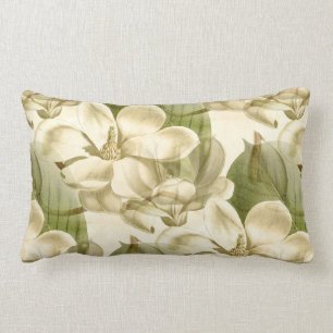 Coussin Rectangle vert floral de magnolia