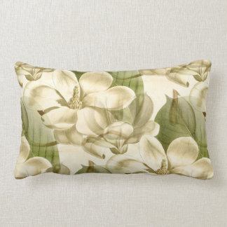Coussin Rectangle vert floral de magnolia