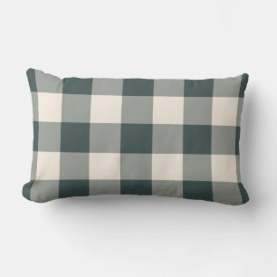 Coussin Rectangle Vert foncé motif gingham à carreaux écossais blanc
