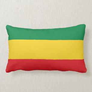 Coussin Rectangle Vert, or (jaune) et drapeau de couleurs rouges