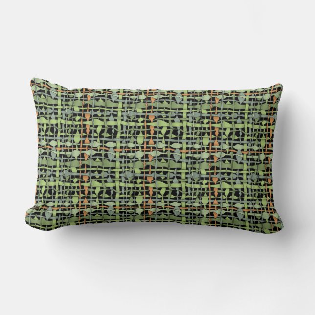 Coussin Rectangle Vert pelucheux de graphique de textile tissé (Recto)