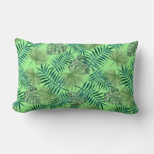 Coussin Rectangle Vert Plante feuille Motif Tropical (Recto)