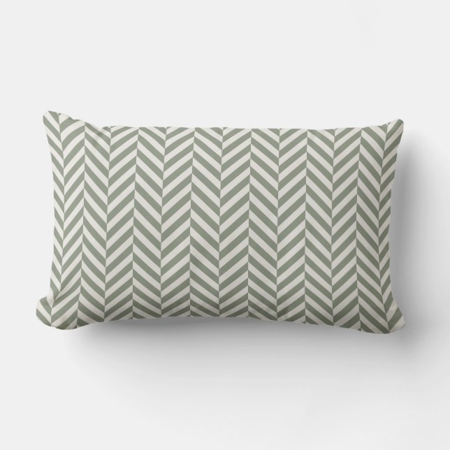 Coussin Rectangle Vert sauge à carreaux en os de herringbone (Recto)