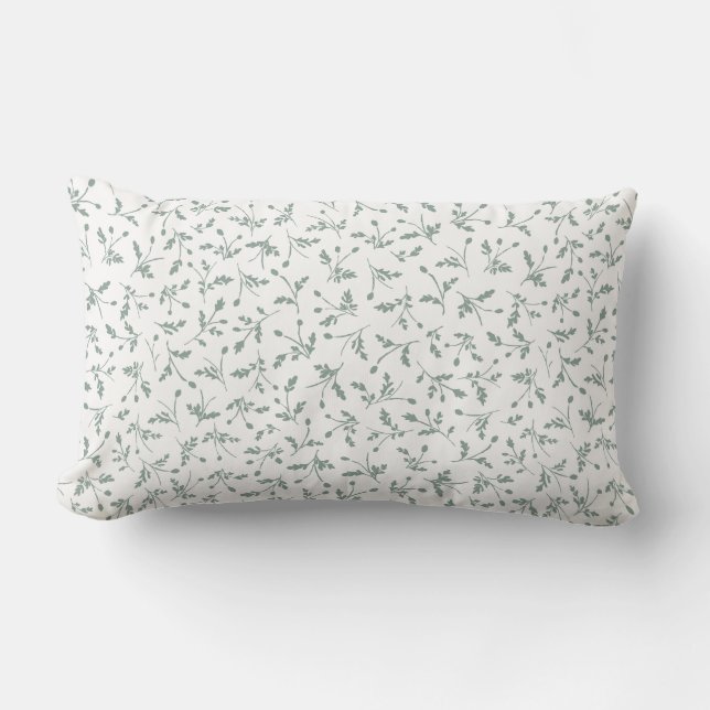 Coussin Rectangle Vert sauge Moderne Ferme Maison Bouquets de Margue (Recto)