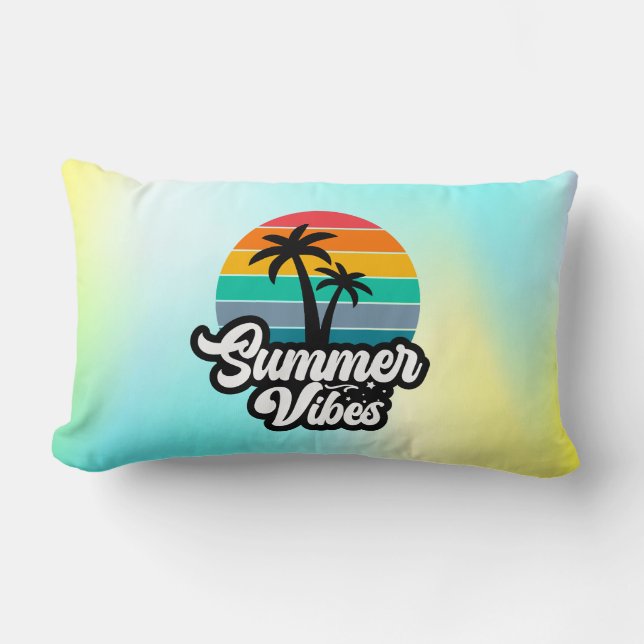 Coussin Rectangle Vibes d'été avec design de palmiers (Recto)