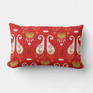 Coussin Rectangle Vibrant motif ikat en rouge et or