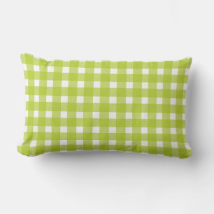 Coussin Rectangle Vichy vert et blanc à carreaux