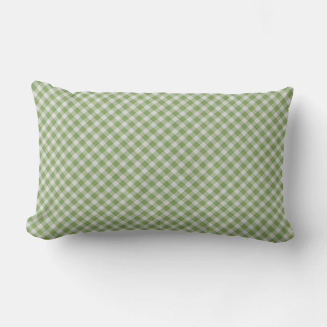 Coussin Rectangle Vichy Vert Poussiéreux à Carreaux (Recto)