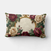 Coussin Rectangle Victorian Roses Gold Oval Frame Pillow - Elegant B (Verso)