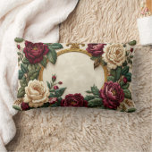 Coussin Rectangle Victorian Roses Gold Oval Frame Pillow - Elegant B (Couverture)