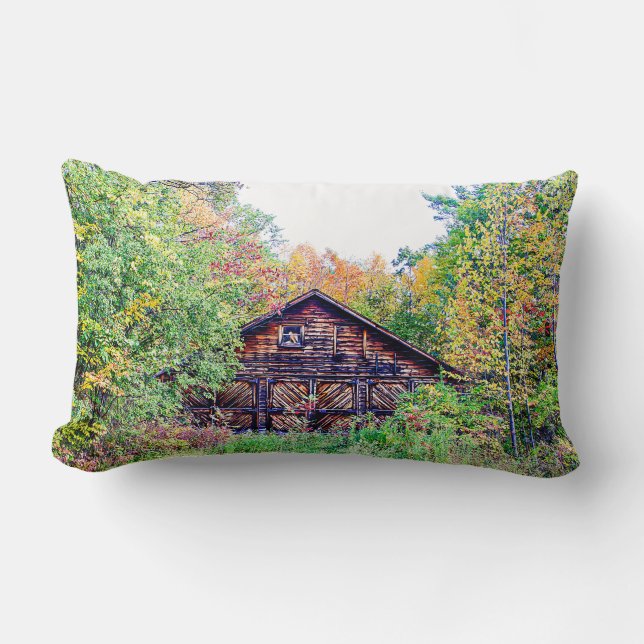 Coussin Rectangle Vieille grange à l'automne (Recto)
