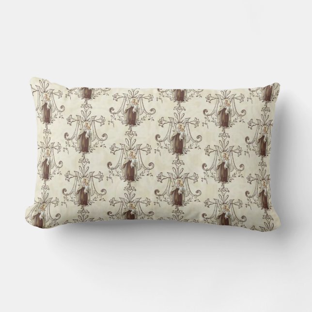 Coussin Rectangle Vierge catholique Marie Mont Carmel Jésus Scapulai (Recto)