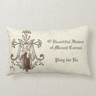 Coussin Rectangle Vierge catholique Marie Mont Carmel Jésus Scapulai