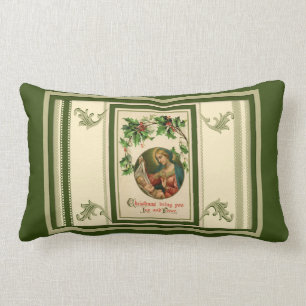 Coussin Rectangle Vierge Marie vintage joie de Noël