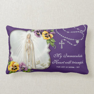 Coussin Rectangle Vierge religieuse Mary Fatima Rotarienne catholiqu