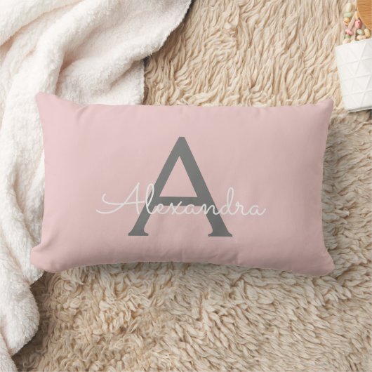 Coussin Rectangle Vierge rose Gris Gris Gris Fille Script Nom Modern (Couverture)