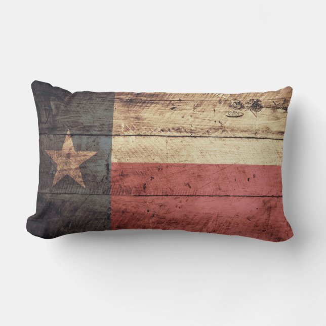 Coussin Rectangle Vieux drapeau en bois du Texas (Recto)