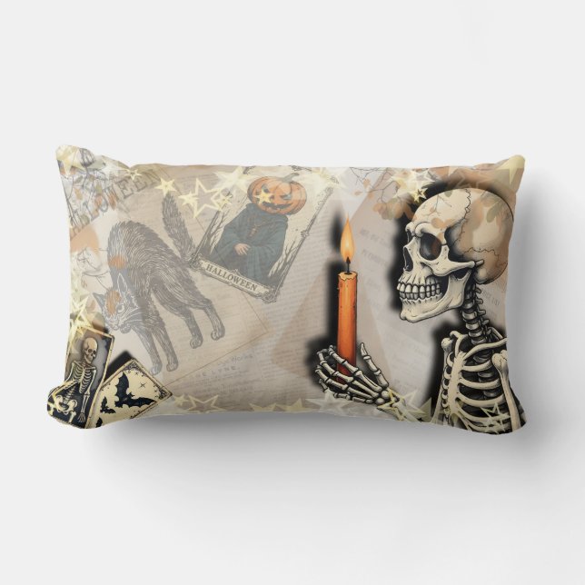 Coussin Rectangle Vieux squelette effrayant  (Recto)