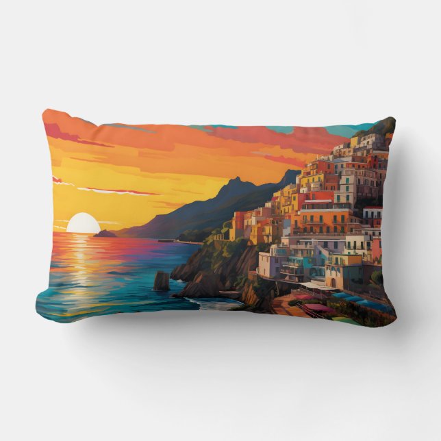 Coussin Rectangle View of the Amalfi coast Italy (Recto)