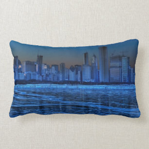 Coussin Rectangle Ville de larges épaules et de lac Michigan