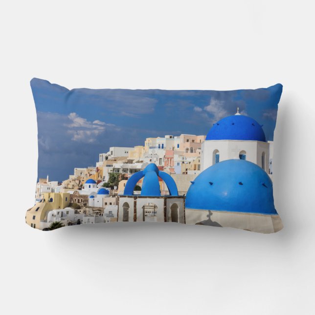 Coussin Rectangle Ville de Santorin, Grèce (Recto)