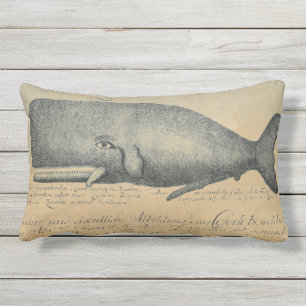 Coussin Rectangle Vintage Beach Whale Patio Lumbar