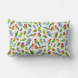 Coussin Rectangle Vintage Birds Motif, Colorful parakeet motif