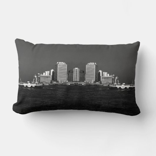 Coussin Rectangle Vintage China Hong Kong boat skyscraper sea Post (Recto)
